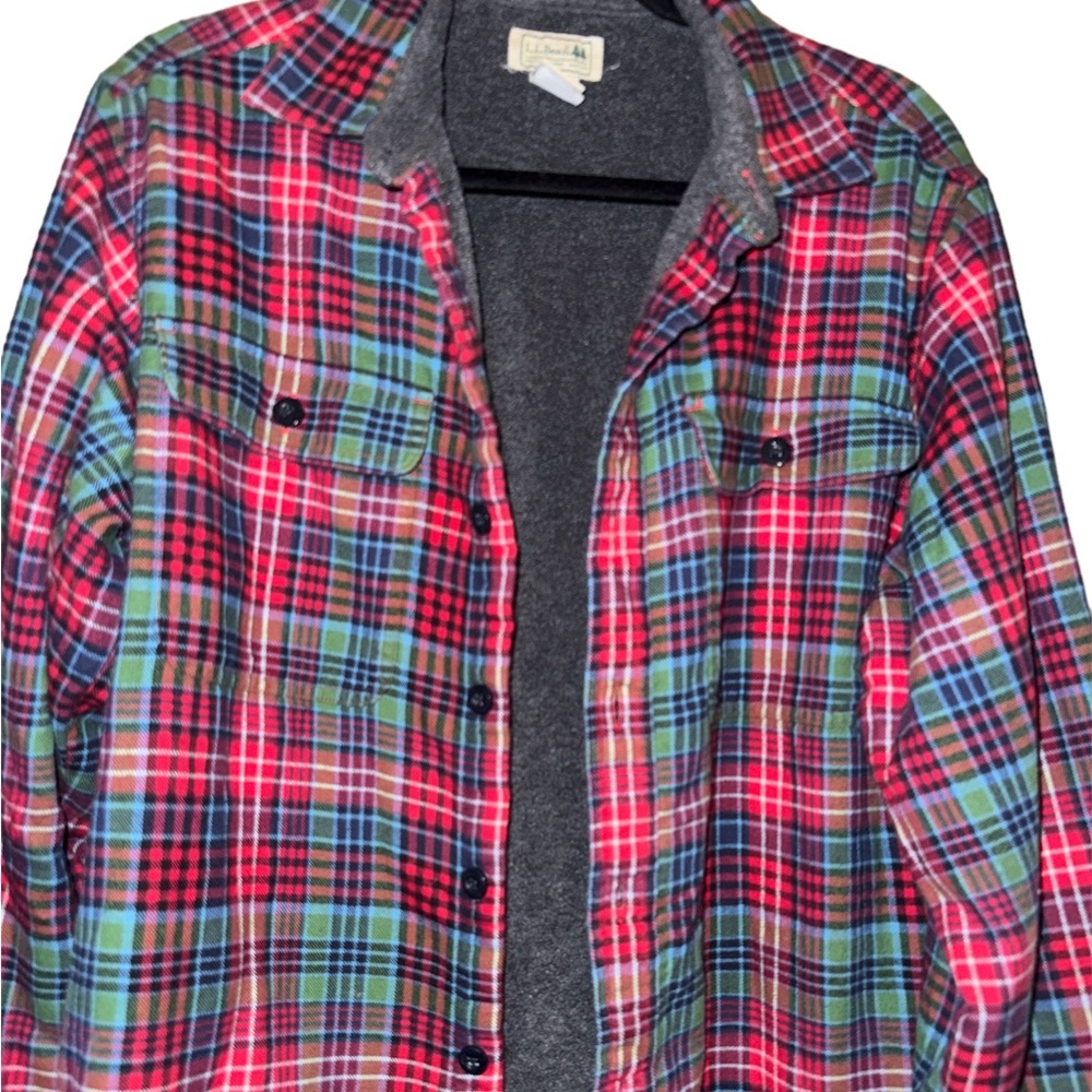 LL Bean Fleece Lined Flannel Mens Medium - Picture 8 of 9